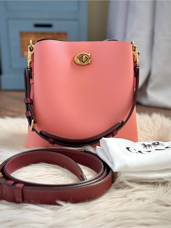 Coach Handbags - Coach Willow Bucket Bag Candy Pink Multi Brass Hardware Like New